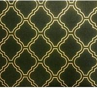 Dark Green & Gold Moroccan Arabic Damask Print Fabric Curtain Material Upholstery Home Decor - 140cm Wide (Sold by METRE)