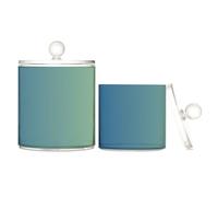 Dark Green Gradient Clear Plastic Storage Boxes with lid Office Essentials Decorative Dental Floss Storage Jar for Floss Picks,Paper Clips,2 Pack
