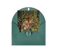 Dark Green Greeting Card â€“ Tiger in The Jungle Print Blank Blessed Card for Birthday, Wedding, Valentine's Day & Party Invitation