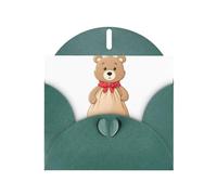Dark Green Greeting Card DLXW Bear in the sack Pattern for Christmas, Children's Birthday, Valentine's Day, Wedding Anniversary & Party Invitation