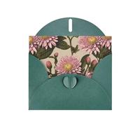 Dark Green Greeting Card DLXW Blooming chrysanthemums Pattern for Christmas, Children's Birthday, Valentine's Day, Wedding Anniversary & Party Invitation