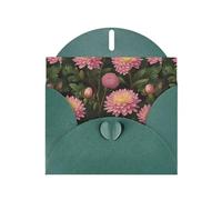 Dark Green Greeting Card DLXW Blooming peony flowers Pattern for Christmas, Children's Birthday, Valentine's Day, Wedding Anniversary & Party Invitation