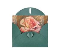 Dark Green Greeting Card DLXW Blooming roses Pattern for Christmas, Children's Birthday, Valentine's Day, Wedding Anniversary & Party Invitation