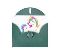 Dark Green Greeting Card DLXW Bright Star Unicorn Pattern for Christmas, Children's Birthday, Valentine's Day, Wedding Anniversary & Party Invitation