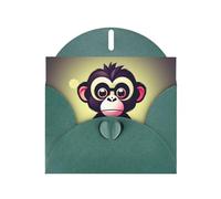 Dark Green Greeting Card DLXW Cute Monkey Pattern for Christmas, Children's Birthday, Valentine's Day, Wedding Anniversary & Party Invitation