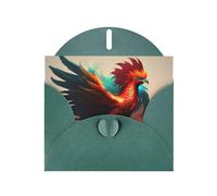Dark Green Greeting Card DLXW Fantasy Phoenix Pattern for Christmas, Children's Birthday, Valentine's Day, Wedding Anniversary & Party Invitation
