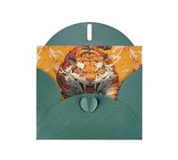 Dark Green Greeting Card DLXW fierce tiger Pattern for Christmas, Children's Birthday, Valentine's Day, Wedding Anniversary & Party Invitation