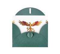 Dark Green Greeting Card DLXW Golden Fire Phoenix Pattern for Christmas, Children's Birthday, Valentine's Day, Wedding Anniversary & Party Invitation