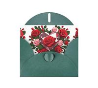Dark Green Greeting Card DLXW Heart diamond among roses Pattern for Christmas, Children's Birthday, Valentine's Day, Wedding Anniversary & Party Invitation