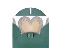 Dark Green Greeting Card DLXW Heart shaped pattern on the beach Pattern for Christmas, Children's Birthday, Valentine's Day, Wedding Anniversary & Party Invitation