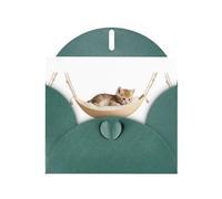 Dark Green Greeting Card DLXW Kitten in the cradle Pattern for Christmas, Children's Birthday, Valentine's Day, Wedding Anniversary & Party Invitation