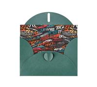 Dark Green Greeting Card DLXW Mobile cars Pattern for Christmas, Children's Birthday, Valentine's Day, Wedding Anniversary & Party Invitation