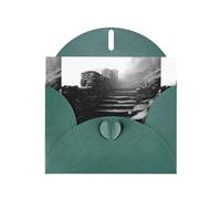 Dark Green Greeting Card DLXW Mountain mist over the stone steps Pattern for Christmas, Children's Birthday, Valentine's Day, Wedding Anniversary & Party Invitation