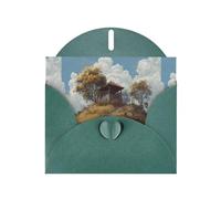 Dark Green Greeting Card DLXW Pavilion on the hill Pattern for Christmas, Children's Birthday, Valentine's Day, Wedding Anniversary & Party Invitation