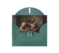 Dark Green Greeting Card DLXW puppy in a cradle Pattern for Christmas, Children's Birthday, Valentine's Day, Wedding Anniversary & Party Invitation