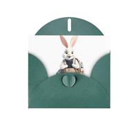 Dark Green Greeting Card DLXW Rabbit in the schoolbag Pattern for Christmas, Children's Birthday, Valentine's Day, Wedding Anniversary & Party Invitation