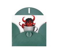 Dark Green Greeting Card DLXW The devil in the cup Pattern for Christmas, Children's Birthday, Valentine's Day, Wedding Anniversary & Party Invitation
