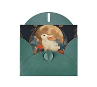 Dark Green Greeting Card DLXW The Rabbit Behind the Screen Pattern for Christmas, Children's Birthday, Valentine's Day, Wedding Anniversary & Party Invitation