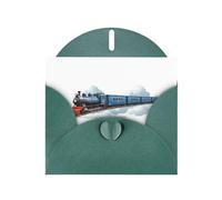 Dark Green Greeting Card DLXW Train passing through the clouds Pattern for Christmas, Children's Birthday, Valentine's Day, Wedding Anniversary & Party Invitation