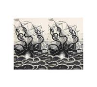 Dark Green Greeting Card - Sailing Pirate Octopus Print Blank Blessed Card for Birthday, Wedding, Valentine's Day & Party Invitation