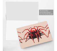 Dark Green Greeting Card Set with Blank Interior â€“ Cute little red spider Print Pearl Paper Birthday, Wedding & Anniversary Cards