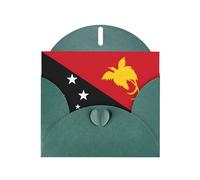 Dark Green Greeting Card Set with Blank Interior - Flag of Papua New Guinea Print Pearl Paper Birthday, Wedding & Anniversary Cards