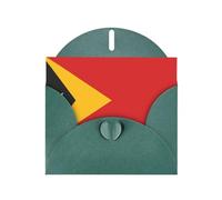 Dark Green Greeting Card Set with Envelopes â€“ Flag of Timor-Leste Print Blank Cards for Birthday, Valentine's Day & Party Invitations