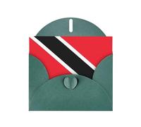 Dark Green Greeting Card Set with Envelopes â€“ Flag of Trinidad and Tobago Print Blank Cards for Birthday, Valentine's Day & Party Invitations