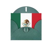 Dark Green Greeting Card Set with Envelopes - Flag of Mexico Print Blank Cards for Birthday, Valentine's Day & Party Invitations