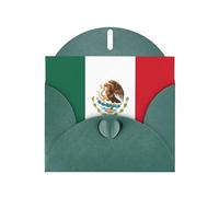 Dark Green Greeting Card Set with Envelopes - Flag of Mexico Print Blank Cards for Birthday, Valentine's Day & Party Invitations
