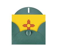 Dark Green Greeting Card Set with Envelopes - Flag of New Mexico Print Blank Cards for Birthday, Valentine's Day & Party Invitations