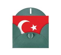 Dark Green Greeting Card Set with Envelopes - Flag of Turkey Print Blank Cards for Birthday, Valentine's Day & Party Invitations