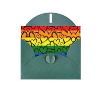 Dark Green Greeting Card Set with Envelopes - Gay Pride Rainbow Pattern Print Blank Cards for Birthday, Valentine's Day & Party Invitations