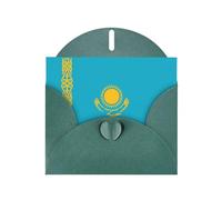 Dark Green Greeting Card with Envelopes - Flag of Kazakhstan Print Blank Cards for Birthday, Wedding, Encouragement, Blessed Occasions