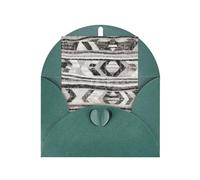 Dark Green Greeting Card with Matching Envelope - Grey Tribal Print Blank Blessed Design for Birthday, Wedding, Valentine's Day