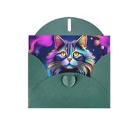 Dark Green Greeting Card YYHWHJDE Cat With Bright Smoke Picture Perfect for Valentine's Day, Wedding Anniversary & Party Invitations