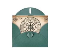 Dark Green Greeting Card YYHWHJDE Magic Design Nordic Compass Picture Perfect for Valentine's Day, Wedding Anniversary & Party Invitations