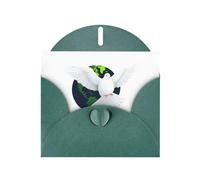 Dark Green Greeting Card YYHWHJDE White dove in front of the earth Picture Perfect for Valentine's Day, Wedding Anniversary & Party Invitations