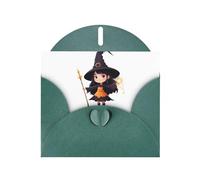 Dark Green Greeting Card YYHWHJDE Witch holding a magic wand Picture Perfect for Valentine's Day, Wedding Anniversary & Party Invitations