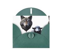 Dark Green Greeting Card YYHWHJDE Wolf and little sheep Picture Perfect for Valentine's Day, Wedding Anniversary & Party Invitations