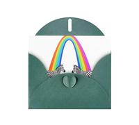 Dark Green Greeting Card YYHWHJDE Zebra crossing the rainbow Picture Perfect for Valentine's Day, Wedding Anniversary & Party Invitations