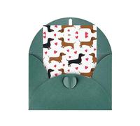 Dark Green Greeting Cards with Envelopes - Romantic Dachshunds Print Blank Note Cards, Perfect for Birthday, Wedding, Anniversary