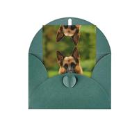 Dark Green Greeting Cards with Matching Envelopes â€“ Happy german shepherd Print Blank Blessed Cards for Birthday, Wedding, Valentine's Day