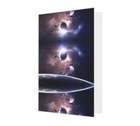 Dark Green Greeting Cards with Matching Envelopes - Earth and Moon Print Blank Blessed Cards for Birthday, Wedding, Valentine's Day