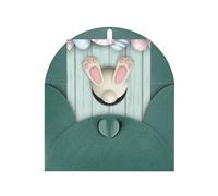 Dark Green Greeting Cards with Matching Envelopes - Happy Easter Eggs Bunny Tail Print Blank Blessed Cards for Birthday, Wedding, Valentine's Day
