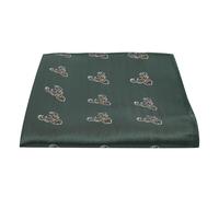Dark Green Herringbone Embroidered Stag Head Pocket Square, Handkerchief