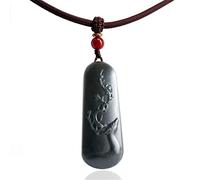 Dark Green Hetian Jade Deer Amulet Handmde Hotan Fawn Pendant Necklace New Year Gift