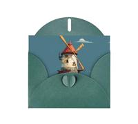 Dark Green Holiday greeting check blank card and pearl beautiful blank note block VVXBHGR A small house with windmill Pattern