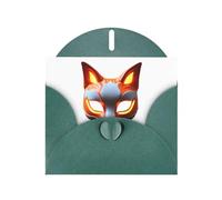 Dark Green Holiday greeting check blank card and pearl beautiful blank note block VVXBHGR Burning fox mask Pattern
