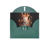 Dark Green Holiday greeting check blank card and pearl beautiful blank note block VVXBHGR Candles on the cake Pattern